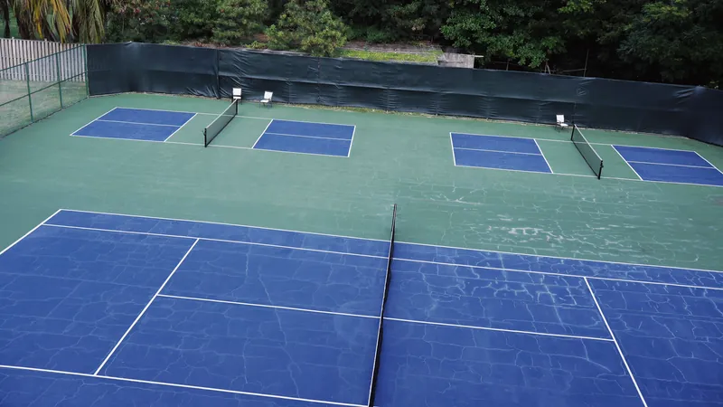 Blaue Tennis- und Pickleball-Plätze