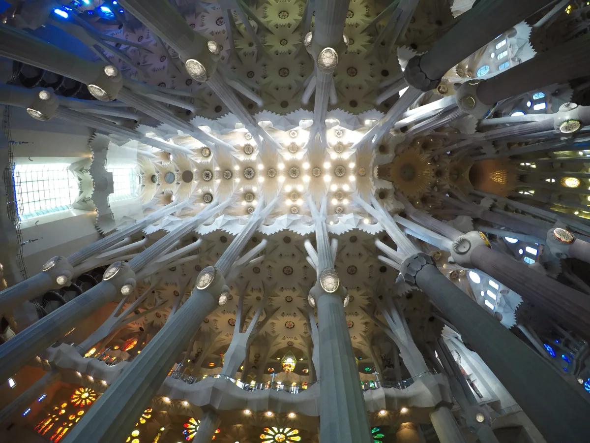 Das Gewölbe der Sagrada Família mit den verzweigten, baumartigen Säulen