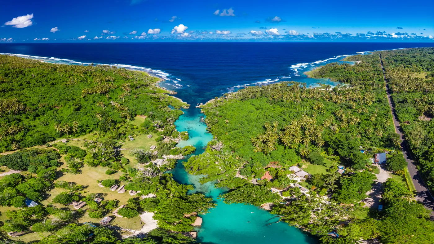 Die Blue Lagoon bei Port Vila auf Efate aus der Luft